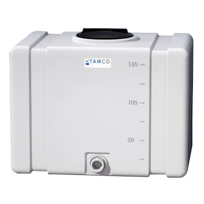 150 Gallon Natural Tamco® Bulk Utility Tank with 12" Gasketed Lid & 2" FNPT Bulkhead Fitting - 42-1/2" L x 30-1/2" W x 35-1/4" Hgt.