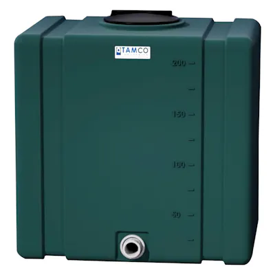 200 Gallon Forest Green Tamco® Bulk Utility Tank with 12" Gasketed Lid & 2" FNPT Bulkhead Fitting - 42-1/2" L x 30-1/2" W x 45-1/4" Hgt.