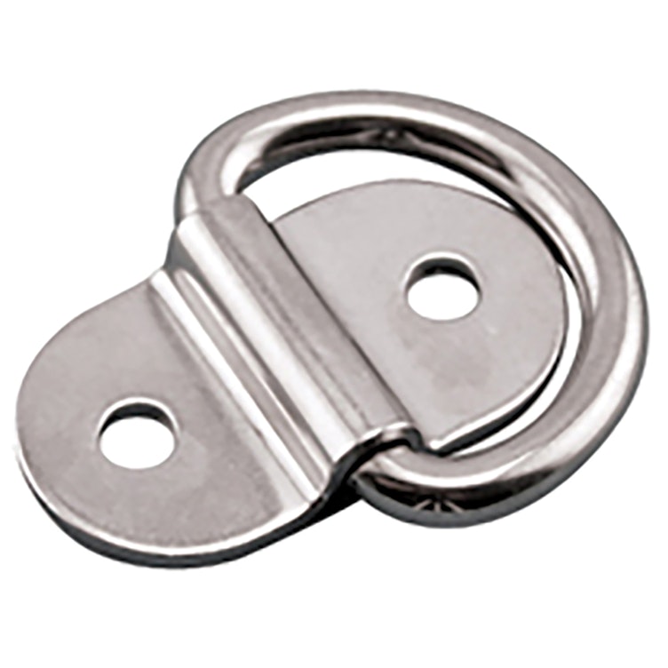 1.72" Ring ID L x 1.04" Ring ID W Type 316 Stainless Steel Folding Pad Eye with 2 Mounting Holes for #14 Pan Head Screws