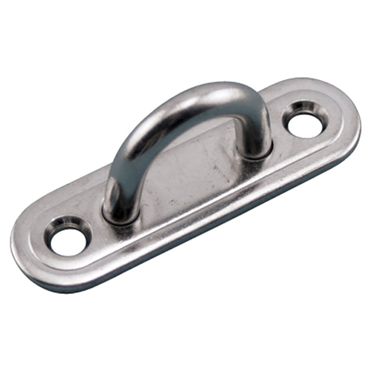 1.11" Ring ID L x 0.91" Ring ID W Type 304 Stainless Steel Oblong Pad Eye with 2 Mounting Holes for #10 Flat Head Screws