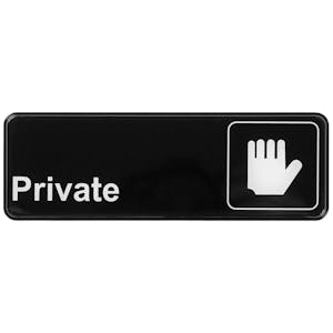 "Private" Black & White Self-Adhesive Sign with Symbol - 9" L x 3" Hgt.