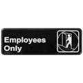 "Employees Only" Black & White Self-Adhesive Sign with Symbol - 9" L x 3" Hgt.