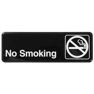 "No Smoking" Black & White Self-Adhesive Sign with Symbol - 9" L x 3" Hgt.