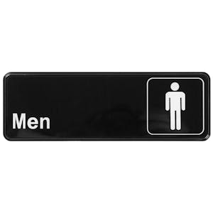 "Men" Black & White Self-Adhesive Sign with Symbol - 9" L x 3" Hgt.