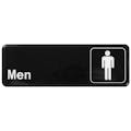 "Men" Black & White Self-Adhesive Sign with Symbol - 9" L x 3" Hgt.