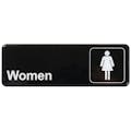 "Women" Black & White Self-Adhesive Sign with Symbol - 9" L x 3" Hgt.