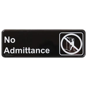 "No Admittance" Black & White Self-Adhesive Sign with Symbol - 9" L x 3" Hgt.