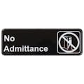 "No Admittance" Black & White Self-Adhesive Sign with Symbol - 9" L x 3" Hgt.