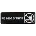 "No Food or Drink" Black & White Self-Adhesive Sign with Symbol - 9" L x 3" Hgt.