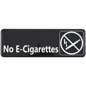 "No E-Cigarettes" Black & White Self-Adhesive Sign with Symbol - 9" L x 3" Hgt.