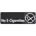 "No E-Cigarettes" Black & White Self-Adhesive Sign with Symbol - 9" L x 3" Hgt.