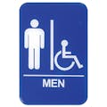 "Men" Blue & White Self-Adhesive Sign with Handicap Accessible Symbol - 6" L x 9" Hgt.