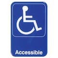 "Accessible" Blue & White Self-Adhesive Sign with Symbol - 6" L x 9" Hgt.