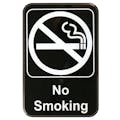 "No Smoking" Black & White Self-Adhesive Sign with Symbol - 6" L x 9" Hgt.