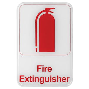 "Fire Extinguisher" White & Red Self-Adhesive Sign with Symbol - 6" L x 9" Hgt.