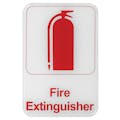 "Fire Extinguisher" White & Red Self-Adhesive Sign with Symbol - 6" L x 9" Hgt.