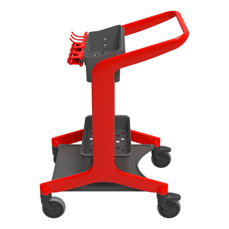 Red Vikan® HyGo Mobile Cleaning Station Cart