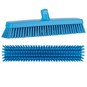 16.5" Blue Vikan® Heavy-Duty Push Broom with Soft & Stiff Bristles