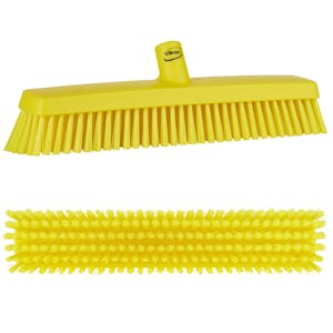 16.5" Yellow Vikan® Heavy-Duty Push Broom with Soft & Stiff Bristles