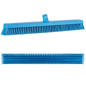 24" Blue Vikan® Heavy-Duty Push Broom with Soft & Stiff Bristles