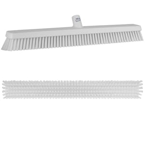 24" White Vikan® Heavy-Duty Push Broom with Soft & Stiff Bristles