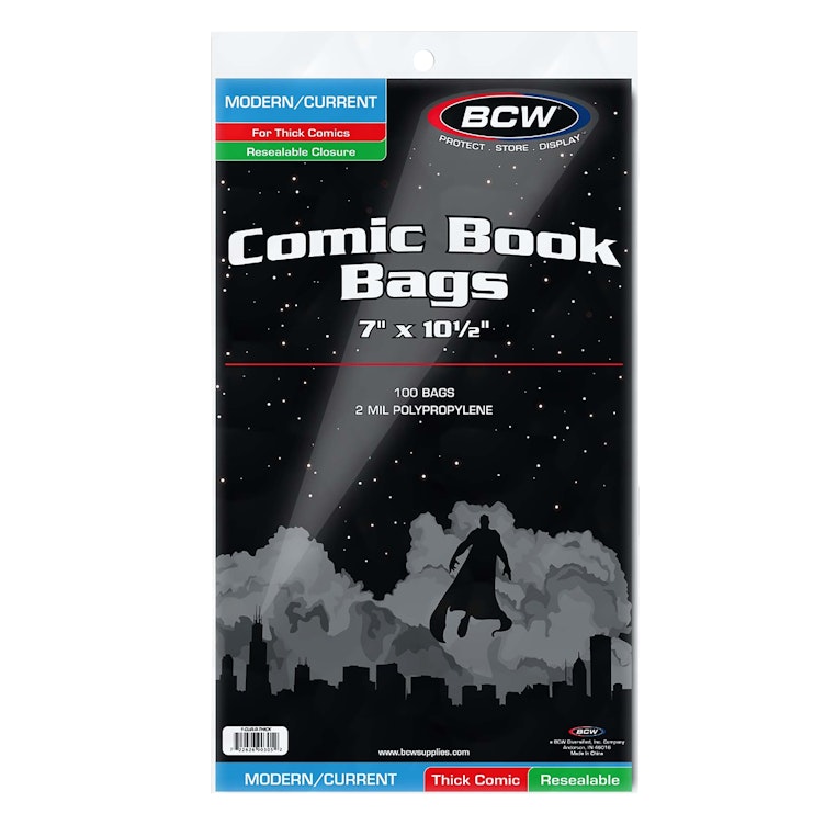 BCW® 7” Thick Resealable Current/Modern Comic Bag (Pack of 100)