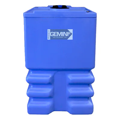 175 Gallon Blue LLDPE Square Gemini² Dual Containment® Tank (1.5 Specific Gravity) with 8" Twist Lid & Ribbed Bottom - 35" L x 35" W x 57" Hgt.