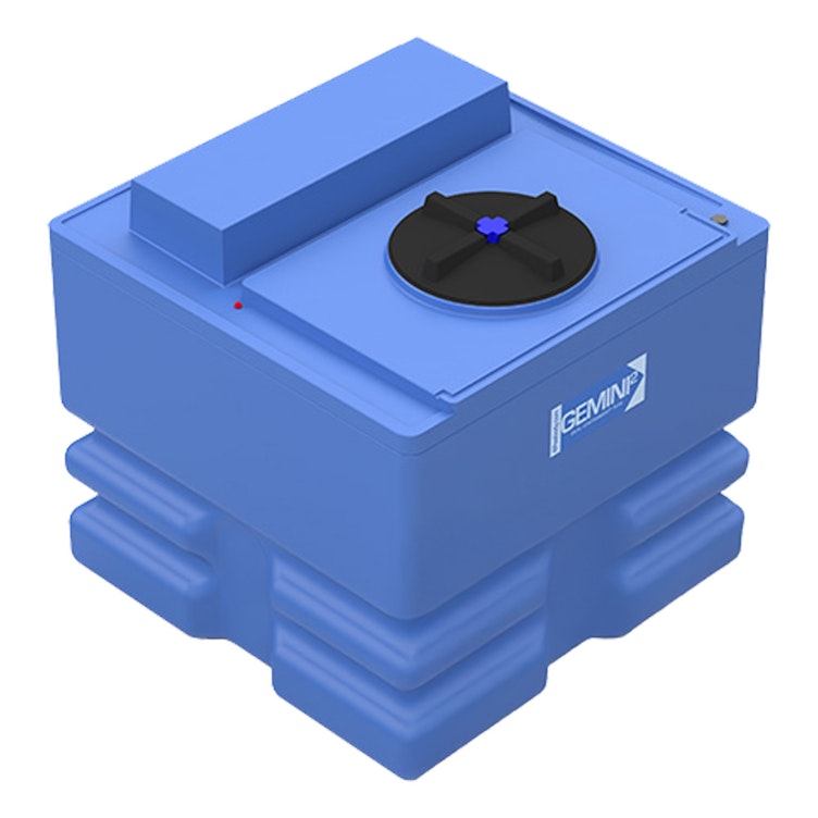 240 Gallon Blue LLDPE Square Gemini² Dual Containment® Tank (1.5 Specific Gravity) with 16" Twist Lid & Ribbed Bottom - 46" L x 46" W x 43-3/8" Hgt.