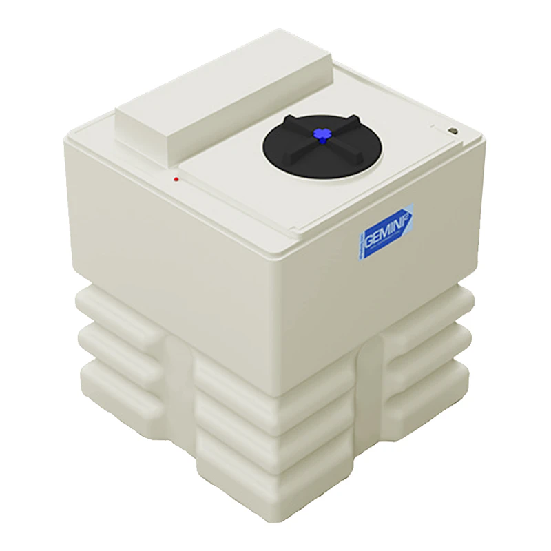 340 Gallon Natural LLDPE Square Gemini² Dual Containment® Tank (1.5 Specific Gravity) with 16" Twist Lid & Ribbed Bottom - 46" L x 46" W x 57-3/8" Hgt.