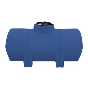 330 Gallon Blue LLDPE ProChem® Horizontal Leg Tank (1.5 Specific Gravity) with 16" Twist Lid - 36" Dia. x 80" L