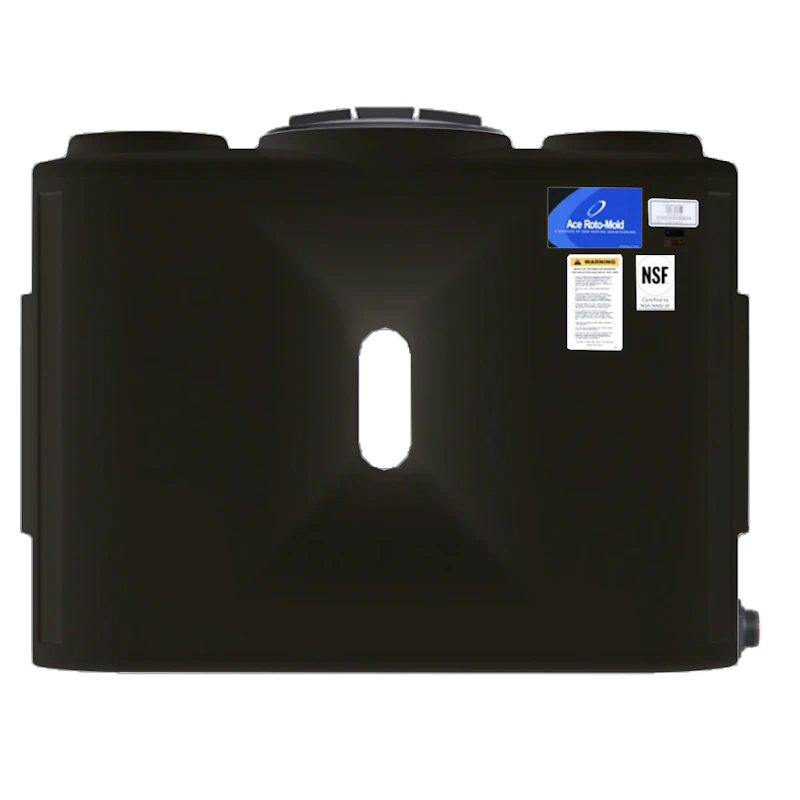 130 Gallon Black Flat Bottom Tank with 16" Lid & 2" Fitting - 56" L x 20" W x 43" Hgt.