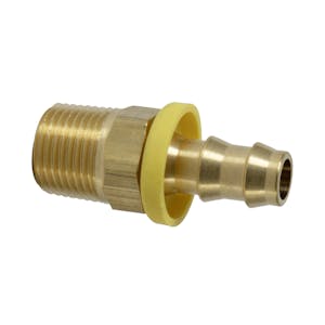 3/8"-18 MNPTF x 3/8" Hose Barb Brass Male Push-Lok® Fitting with Yellow Collet