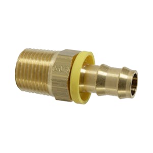 1/2"-14 MNPTF x 1/2" Hose Barb Brass Male Push-Lok® Fitting with Yellow Collet