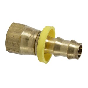 3/8" Female JIC 37° Swivel x 3/8" Hose Barb Push-Lok Fitting with Yellow Collet