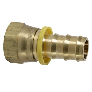 3/4" Female SAE 45° Swivel x 3/4" Hose Barb Push-Lok Fitting with Yellow Collet