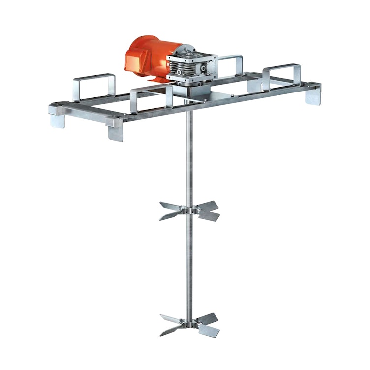 Dynamix 1 HP TEFC Electric Gear-Drive Bridgemount Tote Mixer with 1" Dia. x 35" L Shaft & Dual 11" Collapsible Pitched Blades