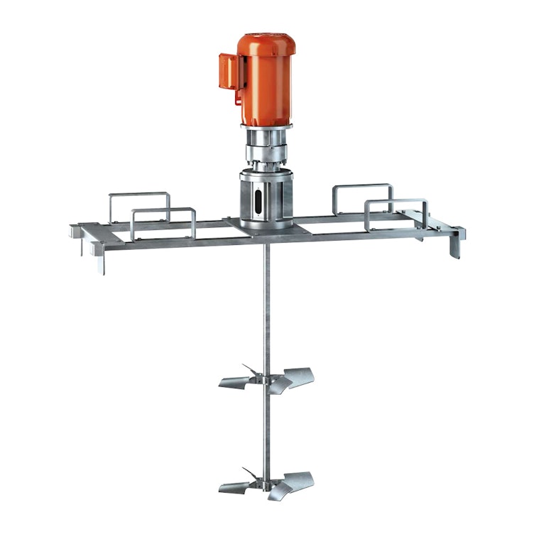 Dynamix 1 HP TEFC Electric Gear-Drive Bridgemount Tote Mixer with 1" Dia. x 36" L Shaft & 13" Dynoflow Blades