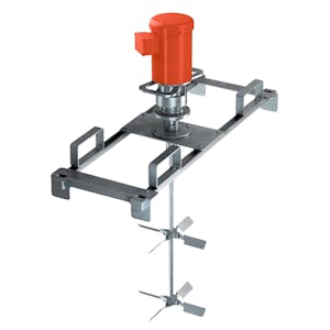 Dynamix 0.5 HP TEFC Electric Gear-Drive Bridgemount Tote Mixer with 1" Dia. x 36" L Shaft & Dual 15" Pitched Collapsible Blades