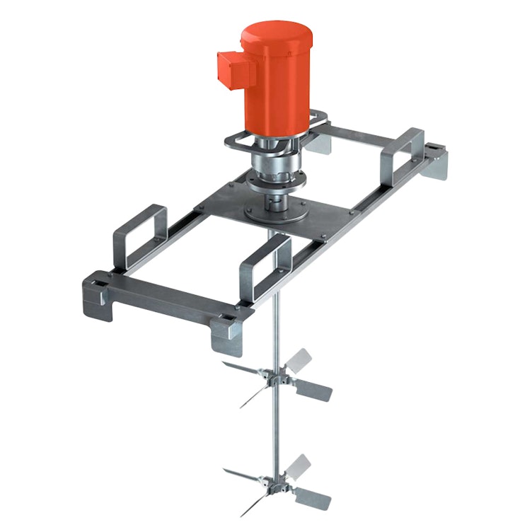 Dynamix 0.5 HP TEFC Electric Gear-Drive Bridgemount Tote Mixer with 1" Dia. x 36" L Shaft & Dual 15" Pitched Collapsible Blades