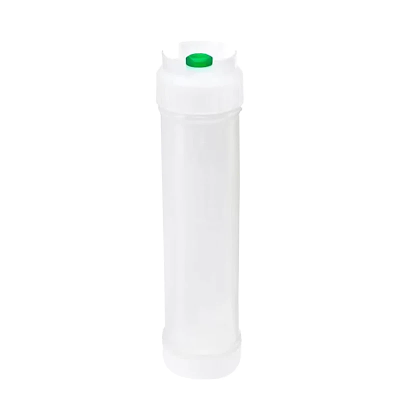 16 oz. Slim Natural Polyethylene EZ-KLEEN® Round Sauce Bottle with Green Low Viscosity Valve