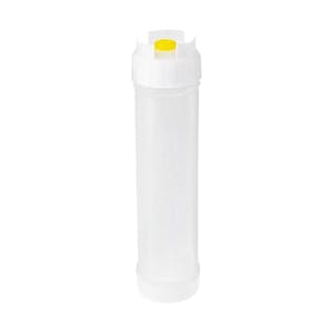 16 oz. Slim Natural Polyethylene EZ-KLEEN® Round Sauce Bottle with Yellow Medium Viscosity Valve