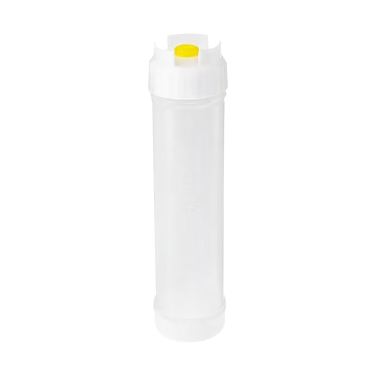 16 oz. Slim Natural Polyethylene EZ-KLEEN® Round Sauce Bottle with Yellow Medium Viscosity Valve