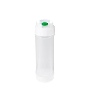 12 oz. Natural Polyethylene EZ-KLEEN® Round Sauce Bottle with Green Low Viscosity Valve