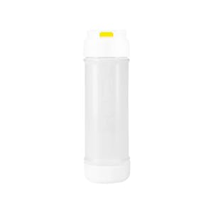12 oz. Natural Polyethylene EZ-KLEEN® Round Sauce Bottle with Yellow Medium Viscosity Valve