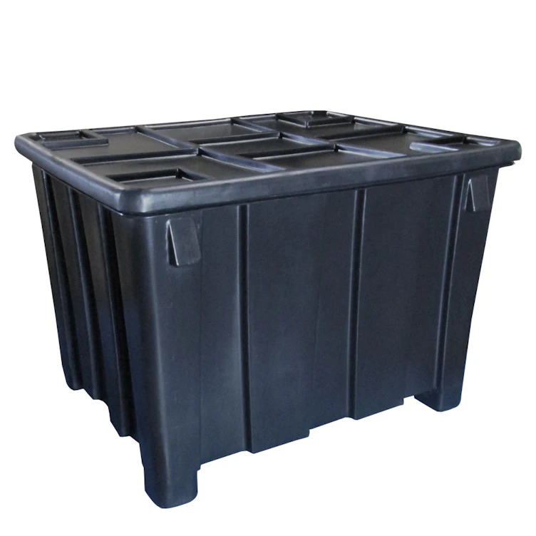 Black Bulk Storage Container with Lid (1200 lb. Capacity) - 51" L x 43" W x 36" Hgt.