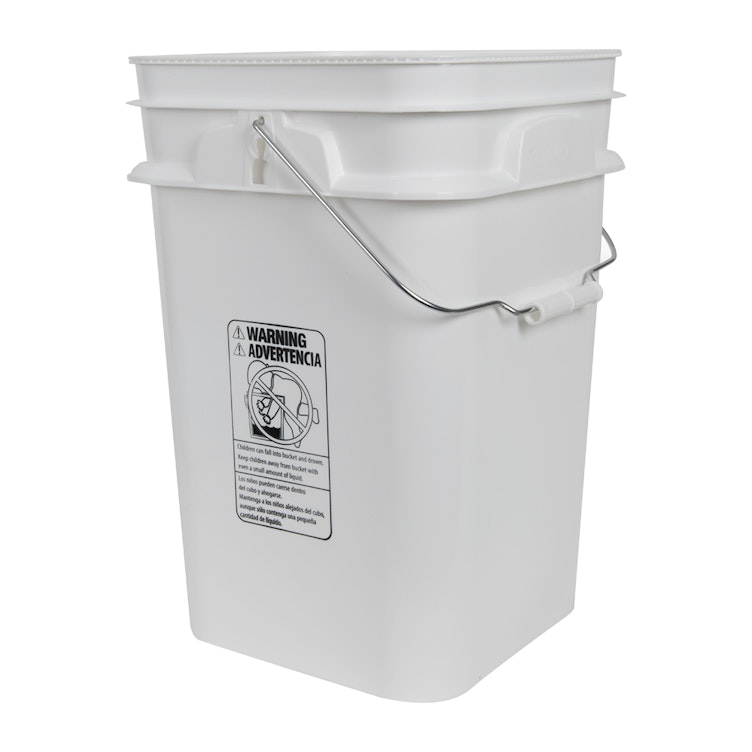 4.25 Gallon (17 Liter) 30 Series White HDPE Square Pail with Handle