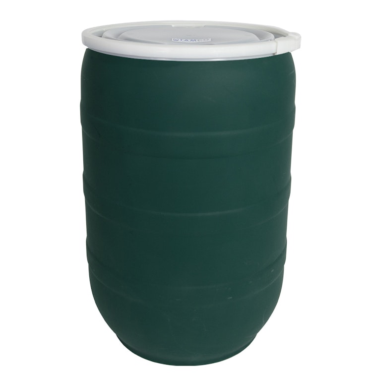 30 Gallon Forest Green Tamco® Open Head Drum with Plain Lid