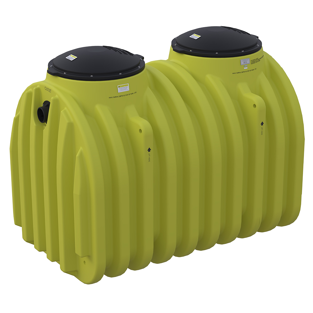 Ongard Sanitです。 1000 Gallon Yellow Single Compartment Loaf Septic Tank with 2 - 24
