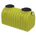 1250 Gallon Yellow Double Compartment Loaf Septic Tank with 2 - 24" Bolt-on Black Lids - 115" L x 59" W x 74" Hgt.