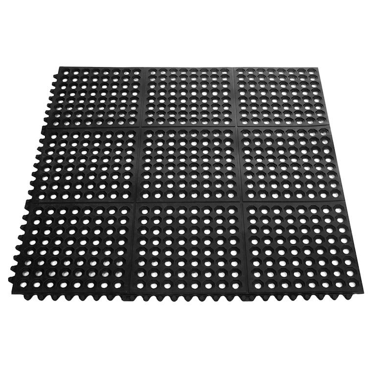 Black Interlocking Slip Resistant Floor Mat 3' x 3' x 1/2"